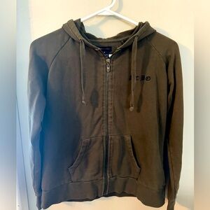 BCBG zip up hoodie- “vintage”-Hood has zipper to be worn 2 ways- see photos